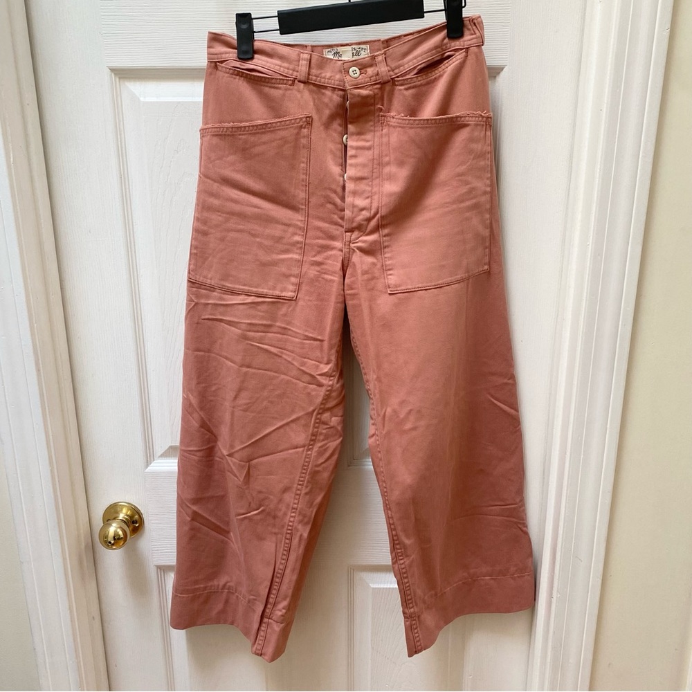 Madewell pink high rise wide leg pants 27